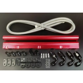 espeedpro21 Red Billet Fuel Rail Kit For LS1 LS2 LS3 Intake Manifold Hardware 6AN/6Feet Hose