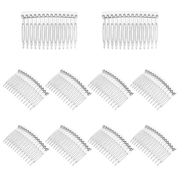 Beaupretty 10 pieces transparent plastic hair clip combs, French twist comb, wire hair side combs, bridal wedding veil combs for women