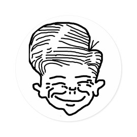 Ricky's Picks Pep Boys Original Jack Face Round Stickers, Indoor\Outdoor - 4" × 4", Round, White