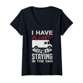 Women's I'm Staying In Tha Van Phasmophobia Man Funny Women Gift V-Neck T-Shirt, black