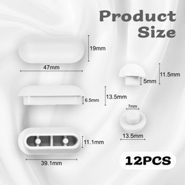 Set of 12 Toilet Seat Buffer for Toilet Seats, Universal Damper Buffer Made of ABS Plastic, White, Includes 8 Ring Buffers, 4 Lid Buffers, for Home, Office and Hotel, Toilet Seat Bumpers