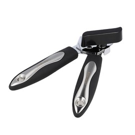 EUROHOME Carmen Manual Can Opener Made of Stainless Steel with Plastic Handle - Can Opener 20 cm - Lid Opener Rustproof - Kitchen Aid Household Aid Kitchen - Tongs Can Opener Stainless Steel - Black