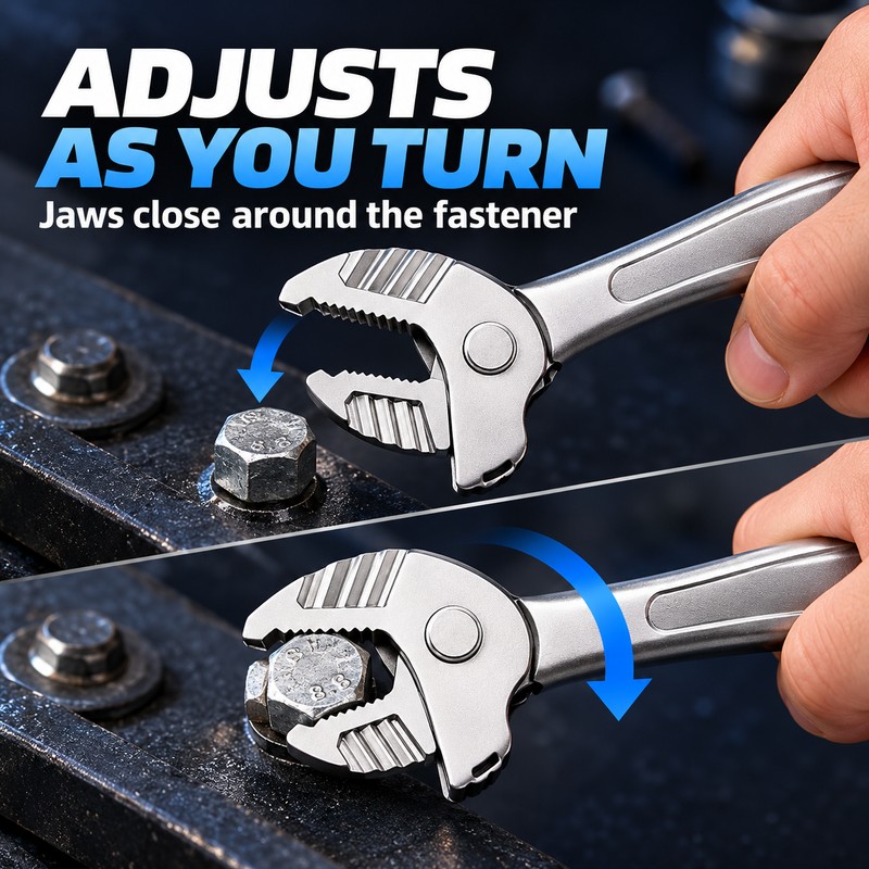 7-10mm Self-Adjusting Ratchet Wrench with Crab Claw Jaw and 30°