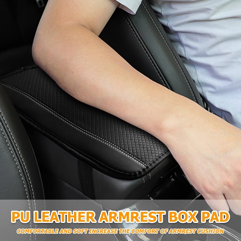 KHGUZ Car Armrest Seat Box Cover, Comfortable Leather Automotive Center