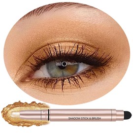 Qeetvia Gold Eyeshadow Stick Makeup, Waterproof Hypoallergenic Long Lasting Cream Eye Shadow Pencil, Highlighter Matte Crayon eyes liner, Glitter Primer Palette Shimmer Eyeliner Pen