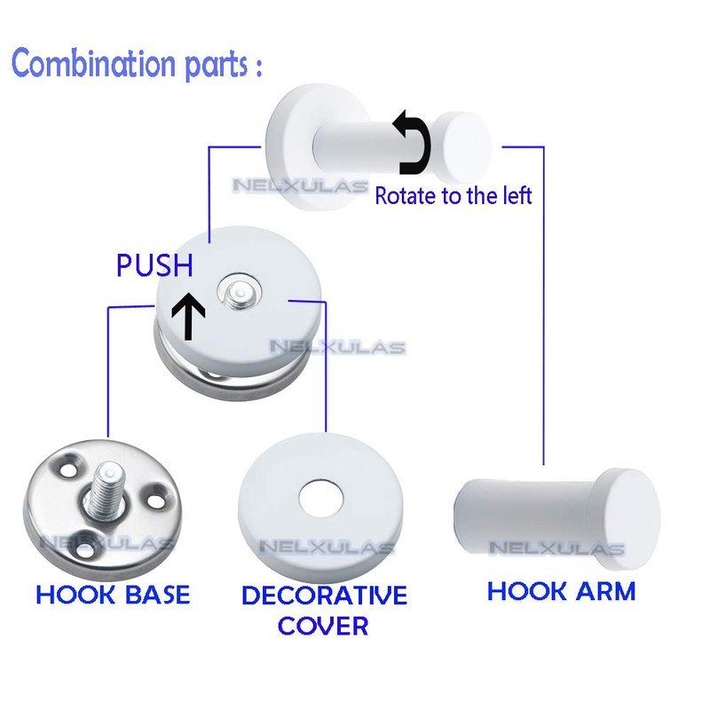 NELXULAS Classic White Stainless Steel Single Super Heavy Duty Wall