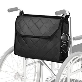 zalati Wheelchair Bag Hanging Buckles Organizer Pouch with Velcro 2 Pockets Sidebag Water-Resistant for Wheelchair, Walker, Pushchair, Pram, Shopping Cart