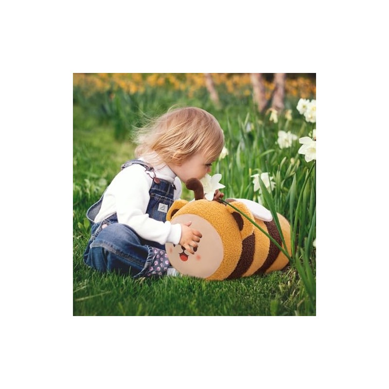 Cute Bee Stuffed Animal Toy Plush Pillow, Kawaii Plushies Cylindrical