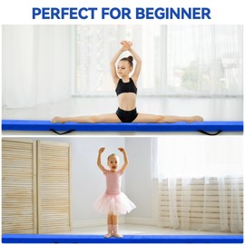 FINCOME Gymnastics Balance Beam Foldable 8ft Blue, Foam Gymnastic Beam for Kids 3-9, Balance Beam for Gymnastics Beginners Training, Suede Cover and Non-Slip Rubber Base Gymnastics Beam