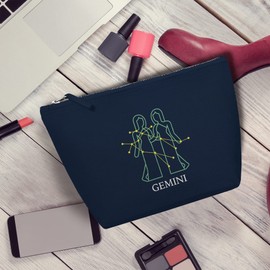 Makeup Bags for Women Gemini Zodiac Gifts - Star Sign Horoscope Make Up Bag - Birthday Gifts, Best Friend, Wife, Girlfriend, Sister, Her - Printed Cosmetics Bag - Navy-M