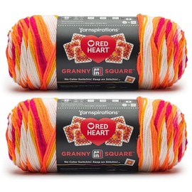 Generic Red Heart All in One Granny Square Soft White - Citrus Twist Yarn - 2 Pack of 250g/8.8oz - 100% Acrylic - #4 Worsted (Medium) - 381m/417Yards - for Knitting, Crochet and Amigurumi