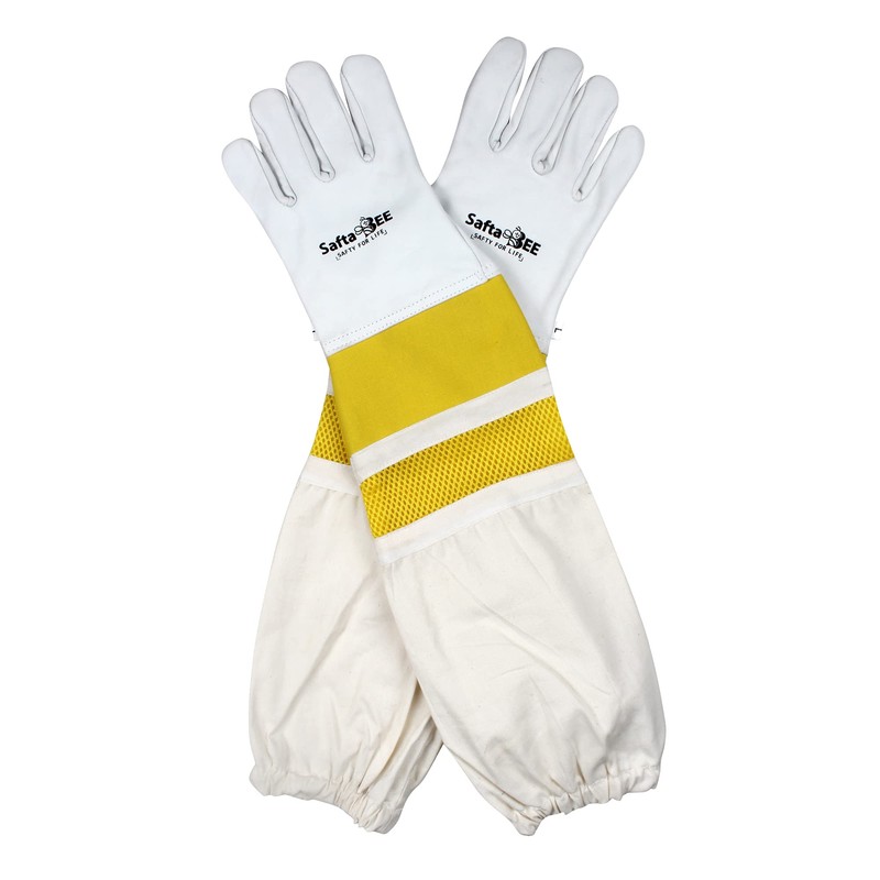 SAFTA Premium Quality Cowhide Beekeeping Gloves, Bee keepers Gloves for