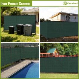 FLORALEAF 6'x12' Privacy Fence Sets with Iron Poles Outdoor Mesh Shade Net Cover Temporary Fencing Metal Fence with Ground Spikes for Patio Backyard Chicken Graden Pool, Green