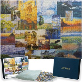 Aether Puzzles - Claude Monet Impressions of Light Puzzle Part 2, Premium 1000 Piece Jigsaw Puzzle for Adults, Glare-Free, Soft-Touch Puzzles, Made in USA, 26.6" x 19.25"