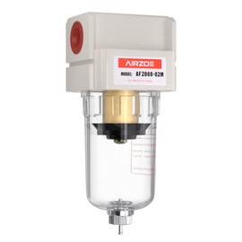 AIRZOE 1/4" NPT Air Dryer for Compressor - Air Compressor Water Separator AF2000-02, Manual Drain,5 Micron Brass Element, Poly Bowl