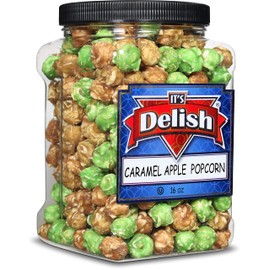 It's Delish Gourmet Caramel Apple Popcorn Mix by Its Delish, 16 OZ Jumbo Container – Caramel Corn Air Popped Sweet & Crunchy Glazed Carmel Corn Snack - Gluten Free, Vegan, Kosher, 1 Count