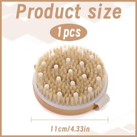 Body Brush, Natural Dry Brush, Massage Brush, Lymphatic Drainage, Exfoliating Brush, Bath Brush, Round Head Massage Brush, Suitable for Bathing, Massaging, Improving Blood Circulation