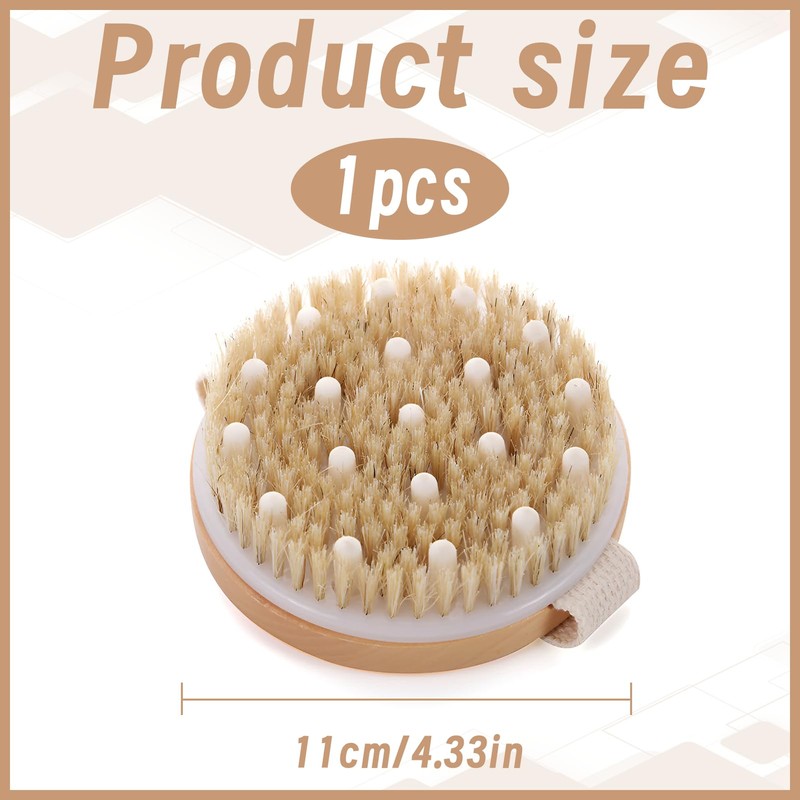 Body Brush, Natural Dry Brush, Massage Brush, Lymphatic Drainage, Exfoliating