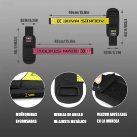 Straps para Gym, MuñEqueras Gym, Agarres para Gym Ajustable, Anti-Deslizantes, Maximiza Tu Agarre en Barras y Mancuernas, para Levantamiento de Pesas, Culturismo, Entrenamiento de Fuerza (Amarillo)