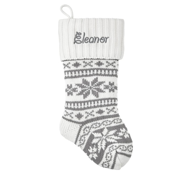 Let's Make Memories Personalized Snowflake Knit Christmas Stocking- Holiday Décor-