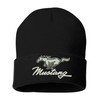 Mustang Car Beanie Hat Embroidered Vintage Cap (Black)