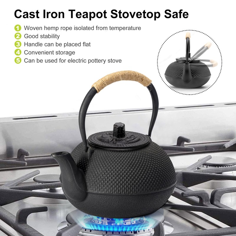 suyika Japanese Tetsubin Cast Iron Teapot Tea Kettle pot with