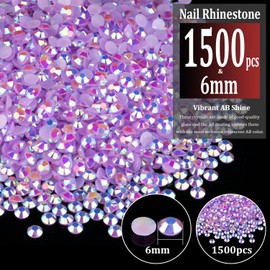BELLEBOOST 1500pcs 6mm Resin Rhinestones Bulk, Lavender Purple AB Flatback Round Jelly Rhinestones Bedazzling Non Hotfix Crystal Gems Large Quantity Wholesale for DIY Crafts Clothes Tumblers Face Makeup Manicure