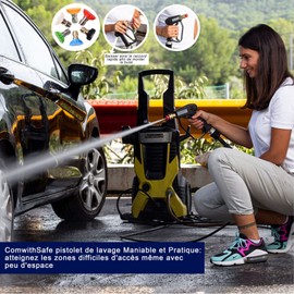 4000 PSI High Pressure Jet Washer Gun with 6 Nozzle Accessories for 0° to 60° Adjustable Water Jets; M22(14mm) Interface, Karcher K1-K7 Compatible Adapter, 2 Water Filters and Guide Included