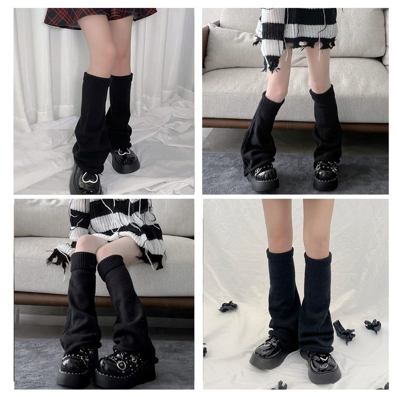 Coollooda Loose Socks, Black, Leg Warmers, For Cold Protection, Leg