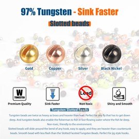 MUUNN 200pcs/lot Fly Tying Tungsten Beads,Slotted Tungsten Nymph Head Ball for Fly Tying Materials 2.3mm,Combination 4 Colors