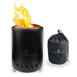 Black Sierra Tabletop Smokeless 7" Black Mini Firepit Burns Wood Pellets, Stainless Steel for Camping, Outdoor & Patio, Wood Burning Portable Bonfire Perfect for Smore's