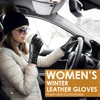 Genuine Sheepskin Leather Gloves for Women, Winter Warm Touchscreen Texting