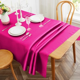 Cobedzy - Juego de 1 mantel de satén rosa intenso, 58 x 102 pulgadas, mantel rectangular de satén de tela suave, mantel de seda de lujo para fiestas, bodas, cenas, restaurantes