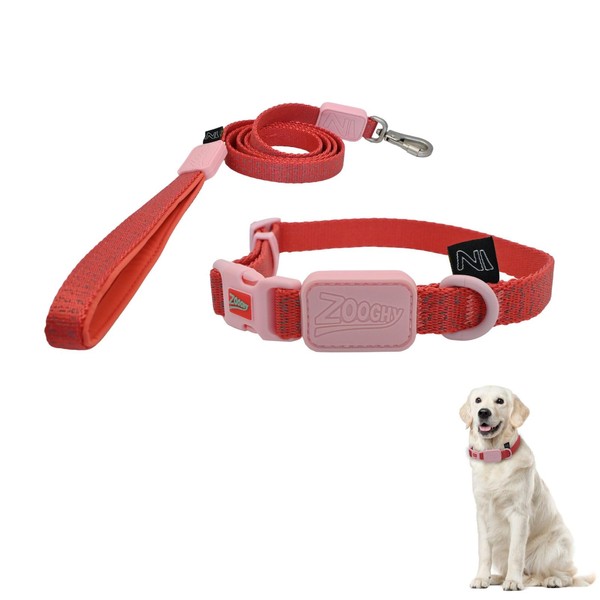 ZOOGHY Personalized Reflective Dog Collar and Leash Set, Adjustable Cute