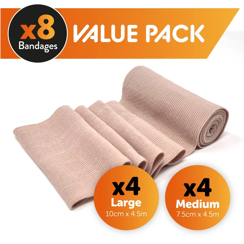 JFA Medical Elastic Compression Bandage Wrap - 8 Pack +