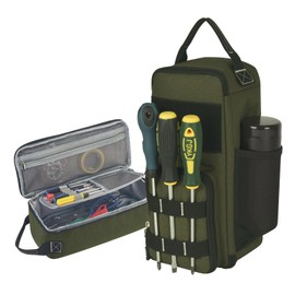 LAKE OF FIRE 12.6" Small Tool Bag Pouch for Men with Multiple Pockets, Waterproof Heavy Duty Tool Bag Organizer with Zipper and Portable Handle (Green)