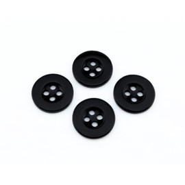 (Pack of 30) 15mm Black Buttons - 4 Hole Small Round Plastic Buttons