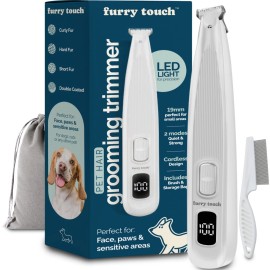 Furry Touch Dog Paw Trimmer - Electric Cordless Pet Clippers for Dogs & Cats - Quiet Dual...