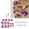 24Pcs 4th of July Press on Toenails Short Square Fake