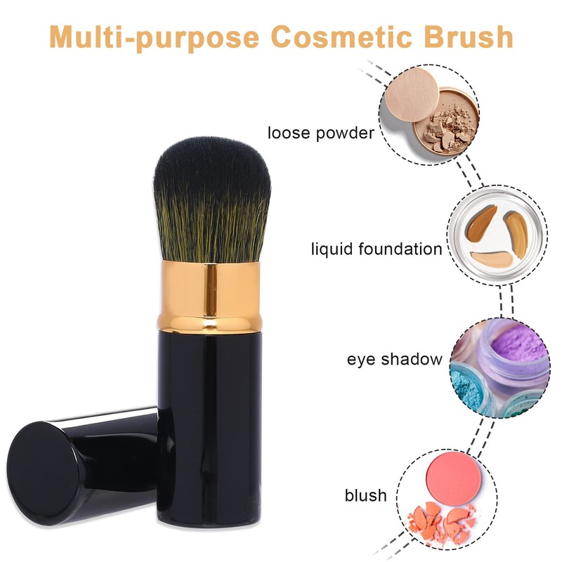 Pack of 2 Retractable Makeup Brushes, Portable Blush Brush, Liquid