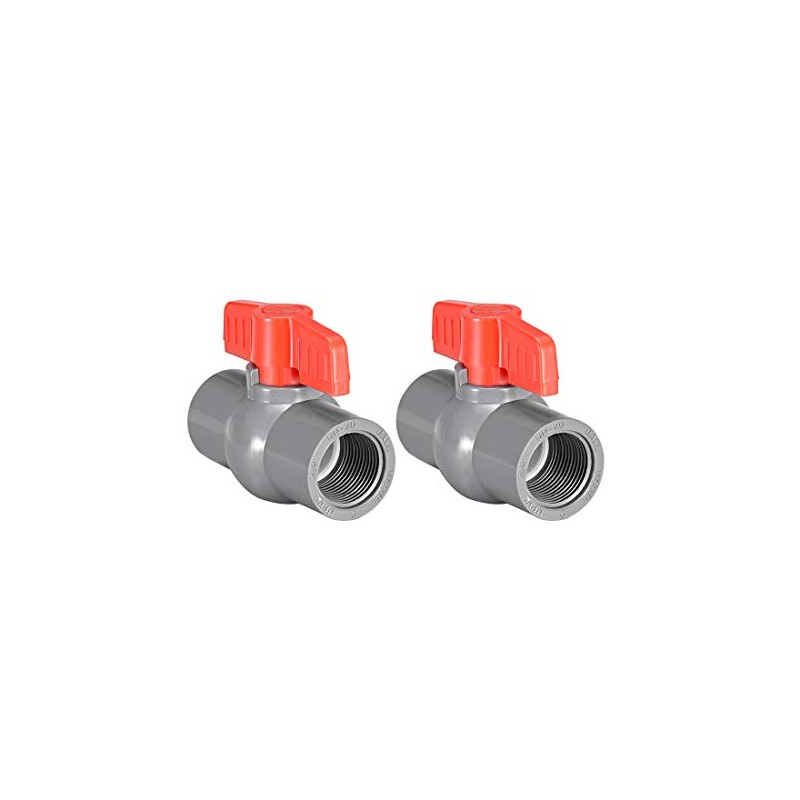sourcing map PVC Ball Valve Supply Pipe Knob Threaded Ends