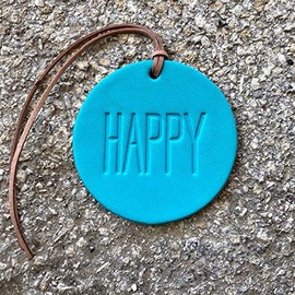 Air Flair | Leather Car Air Freshener | Happy (Turquoise, Butt Naked Scent)