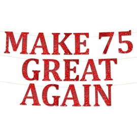 Funny 75th Birthday Party Red Banner - Happy 75th Wedding Anniversary Decorations - Milestone Birthday Party Decorations