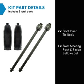 TRQ Front Driver & Passenger Side Inner Steering Kit Steering Rack & Pinion Bellow Tie Rod Compatible with 2006-2010 Dodge Ram 1500 2011-2012 Ram 1500