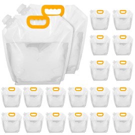 Nodaaiie 20 Pcs 1.3 Gallon Foldable Water Storage Bag, Clear Premium BPA Free Food Grade Container, Foldable Freezable No-Leak Pouch for Outdoor Sport Camping Hiking Backpack Emergency