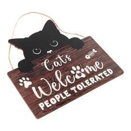 Laroal 1PCS Cat Welcome Sign Cat Sign Cat Welcome Wood Plaque for Home Decor Funny Cat Quote Cats Welcome Decorate