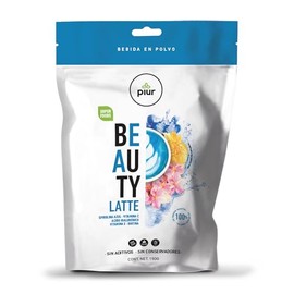 Piur Beauty Latte Bebida en Polvo con Biotina Acido Hialurónico - Piel Cabello & Uñas - Espirulina Azul Coenzima Q10 y Vitaminas Antioxidante | 120 g