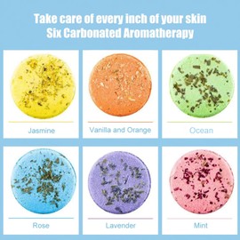 MEMOVAN Shower Steamers Aromatherapy-6pcs Shower Bath Bombs with Essential Oil Christmas Gift Stocking Stuffer Relaxation Birthday Valentine Gift for Women and Men, Stress Relief and Luxury Self Care