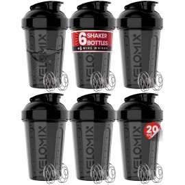 Velomix -6 PACK- Shaker Cups for Protein Shakes 20 oz - 6x Wire Whisk | Leak Proof Pr...