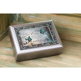 Cottage Garden Never Know How Much You Mean to Me Brushed Pewter Jewelry Music Box Plays Wonderful World